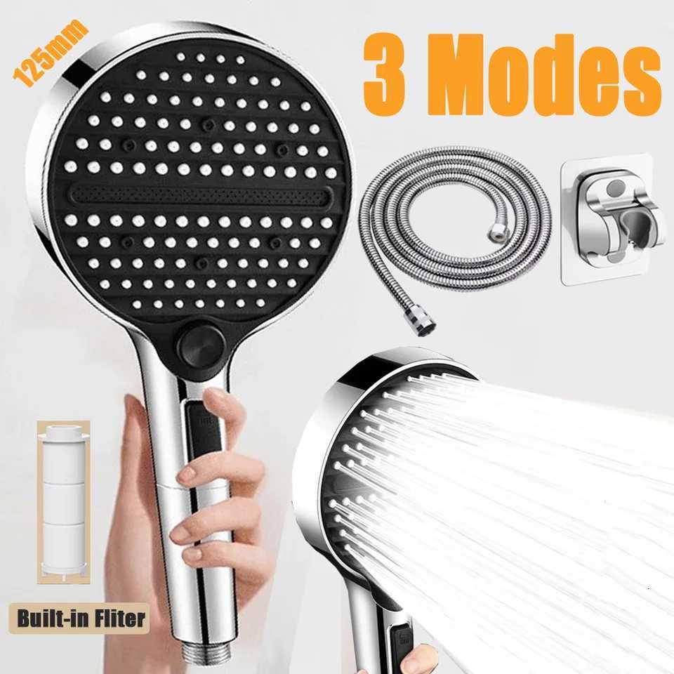 1pc One-Key Stop Handheld Shower Head 4 Modes Adjustable Sprayer Multi-functional High Pressure Water Saving Filter ShowerheadM251120