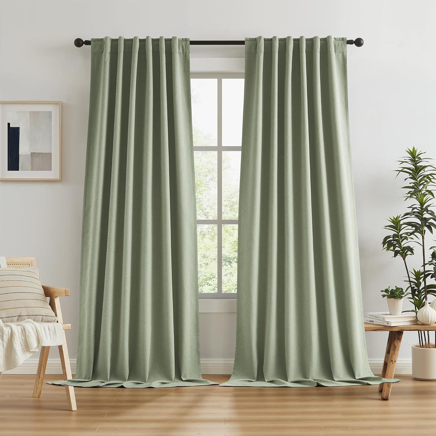 DH043 100% full blackout double-sided colored linen engineering cross-border linen cotton linen back climbing curtain finished product