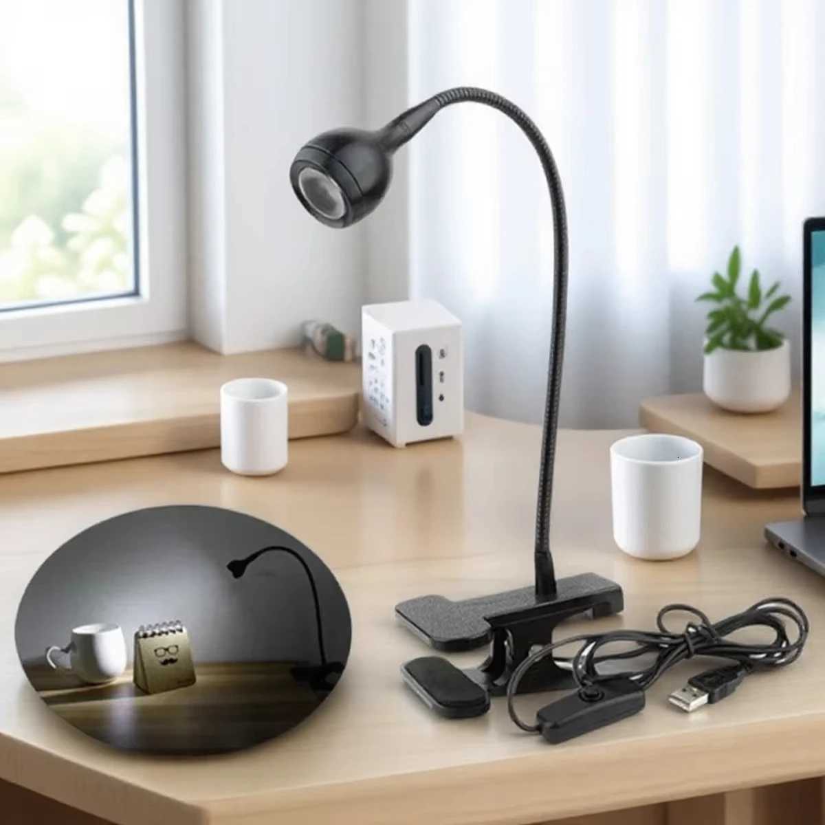 USB Flexible Desk Lamp with Clip Holder LED Reading Book Light 360 Folding Bedside Table Night Lamp for Bedroom Office Study M251120