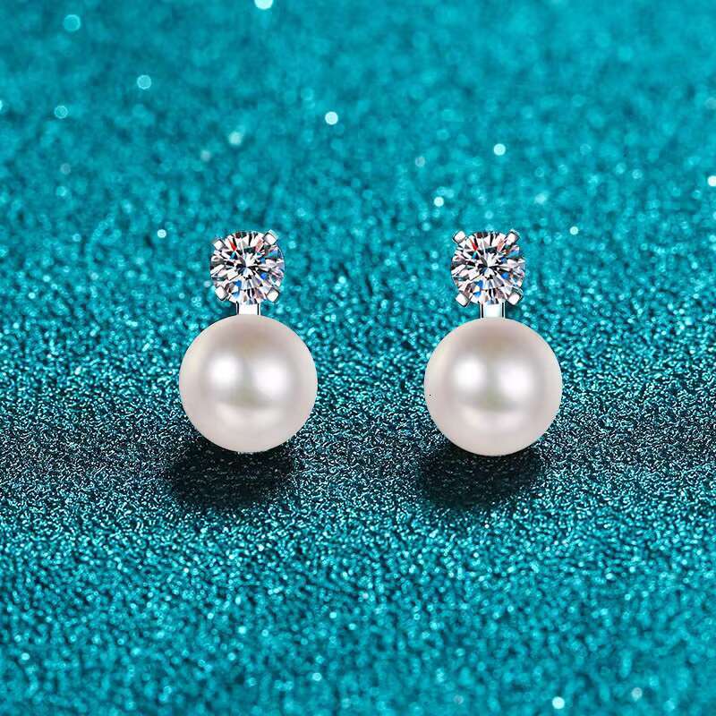 Classic and pure sier spodumene freshwater pearl earrings, fashionable "eternal love" party gift