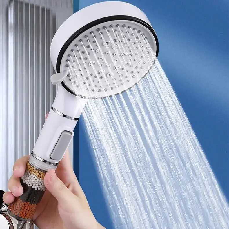 New 5 Modes Shower Head Handheld Powerful Flow with Beads Filter Pressure Boost Water Saving Shower HeadM251120