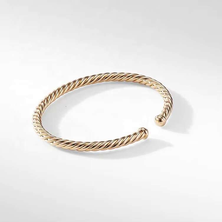 14K gold stone Vermeil pure sier designer brand women's boutique jewelry cable spiral twisted bracelet