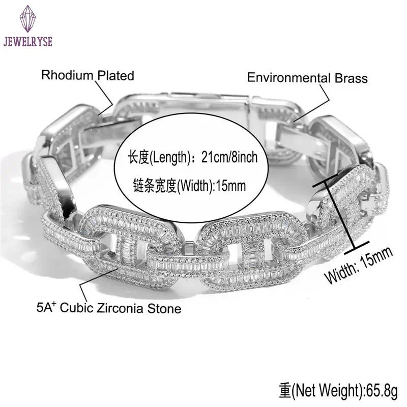 Men Women Fashion Jewelry 15mm 16-24inch Gold Plated Bling CZ Coffee Bean Cuban Chain Necklace Bracelet Hip Hop Trendy