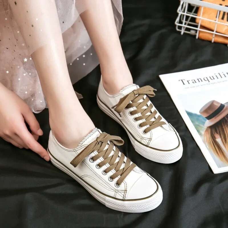 Sneakers Women White Fashion Classic Canvas Shoes Hot Flat Ladies Vulcanize Light Lace-Up Causal Sports Atos Mujer