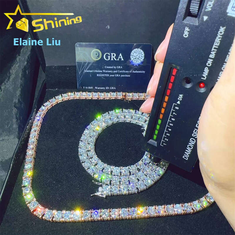 Hip-Hop Jewelry Vvs Silicon Stone Iced Out 6.5mm Bracelet Sier Tennis Chain Necklace