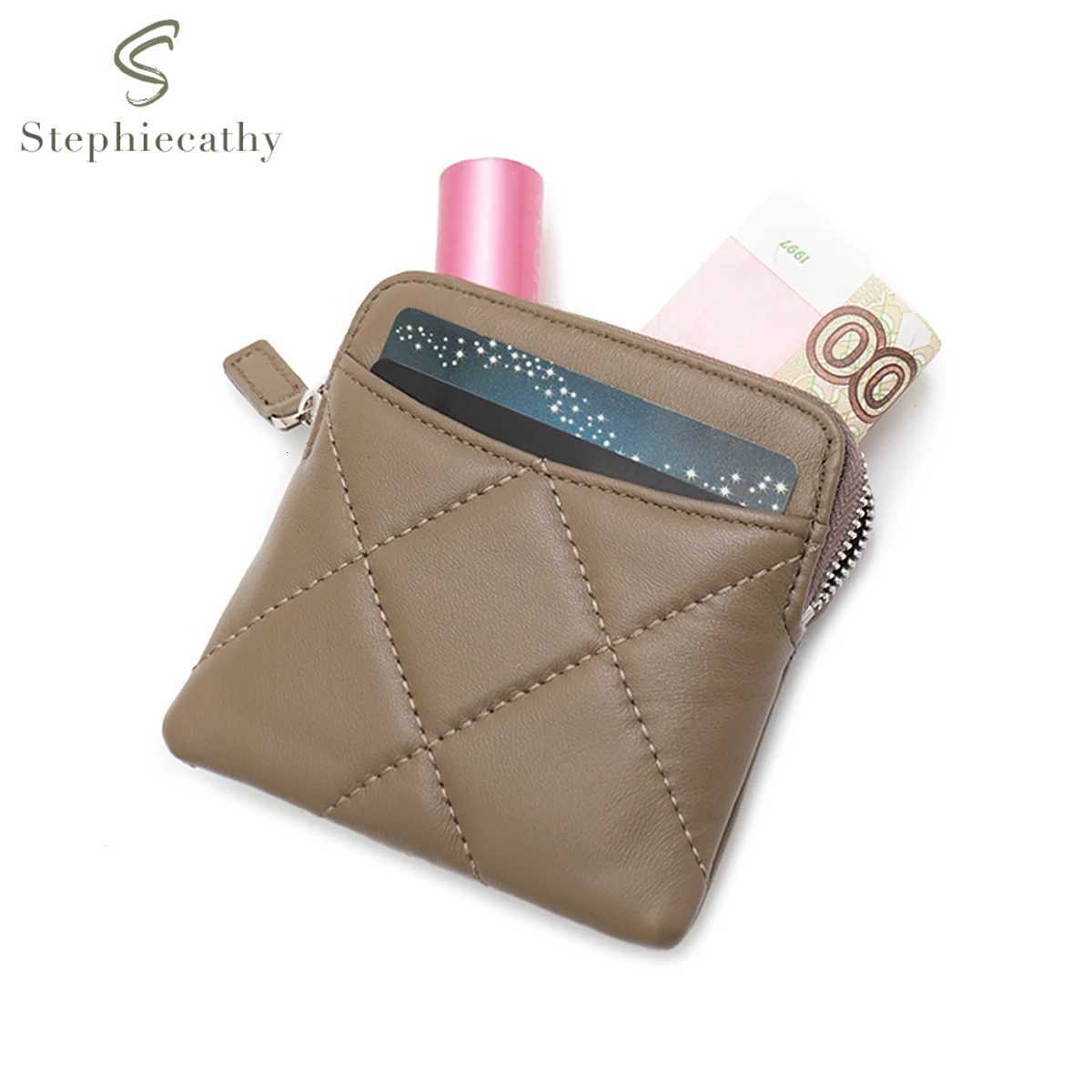 SC Womens Fashion Thread Quilted Sheepskin Small Wallet Multi Slots Card Holder Zip Money Bag Portable Versatile Coin PurseW251120