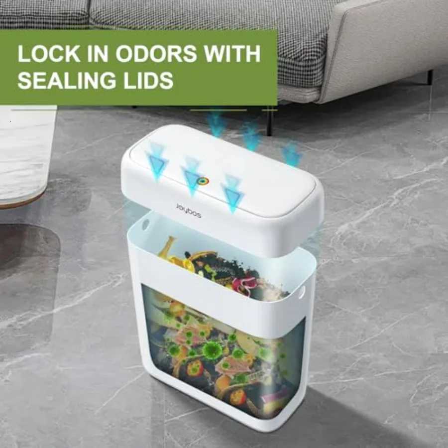 Small Trash Can with Lid 26 Gallons 92 Qt Garbage Can with Press Top for RV Bathroom Kitchen Bedroom Office White Dog Proof P C251120