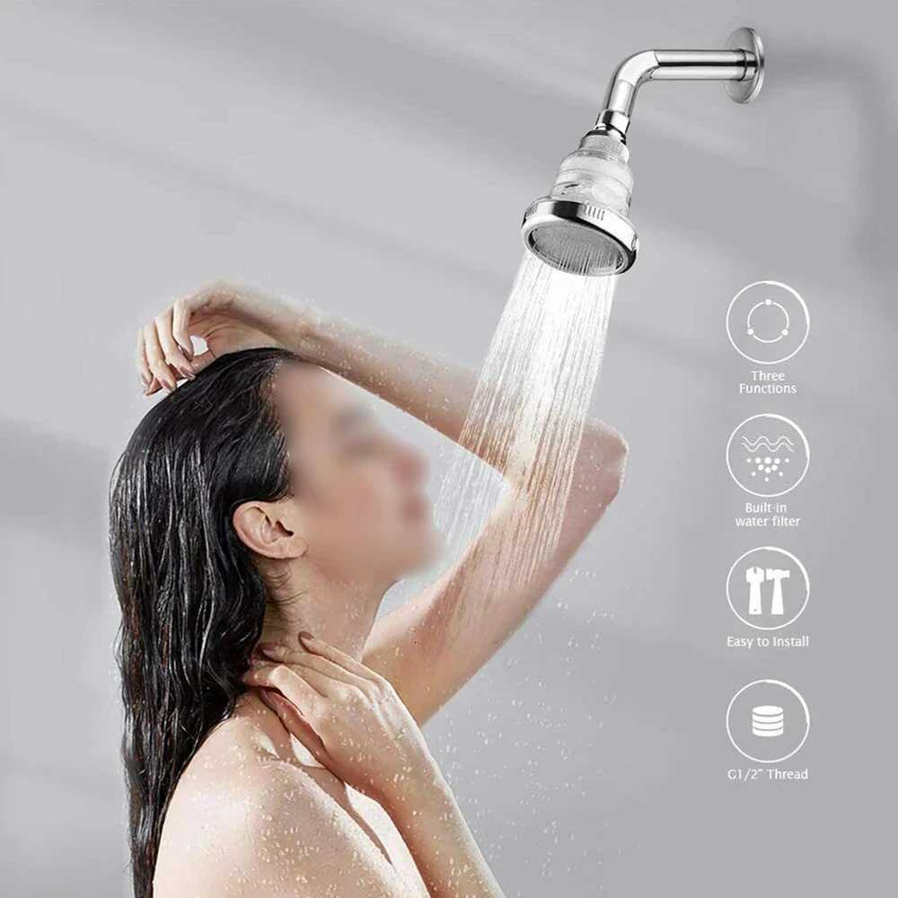 Wall Mount Rainfall Shower Head 3 Modes Adjustable Water Saving High Pressure Ceiling Showerhead Chlorine Fluoride Water FilterM251120