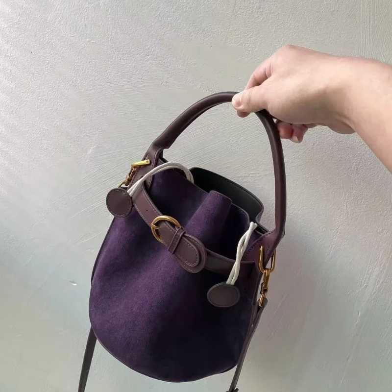 Purple Bucket PU Casual Fi No Zipper Soft Shoder Bag 2025 New Cmuter Ready Crossbody Bags Wen Mini Loose Handbag Y251120