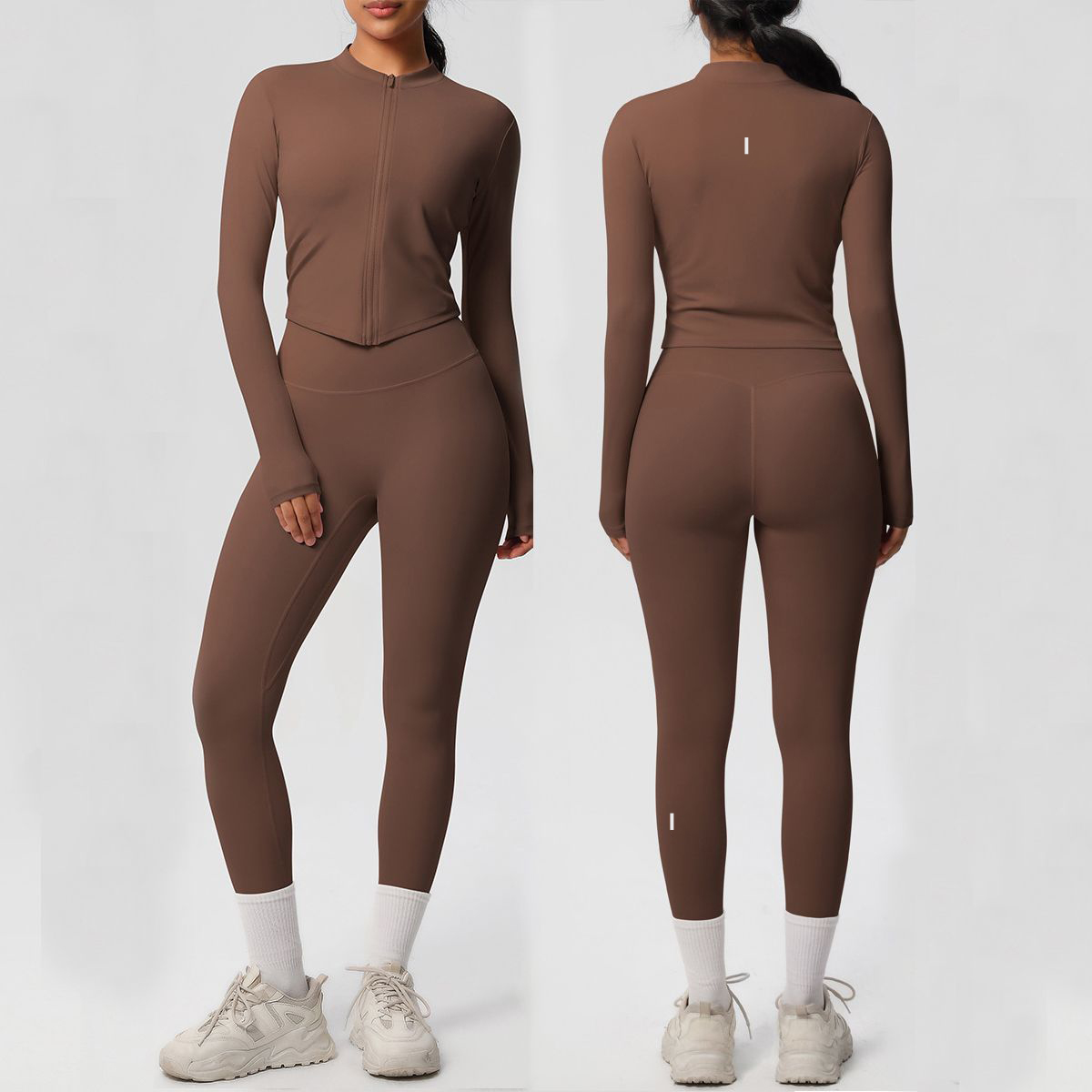 Yoga pants Solid color double-sided brushed nude jacket long sleeved set tight running fitness yoga suit two-piece set designer women gym set workout sets