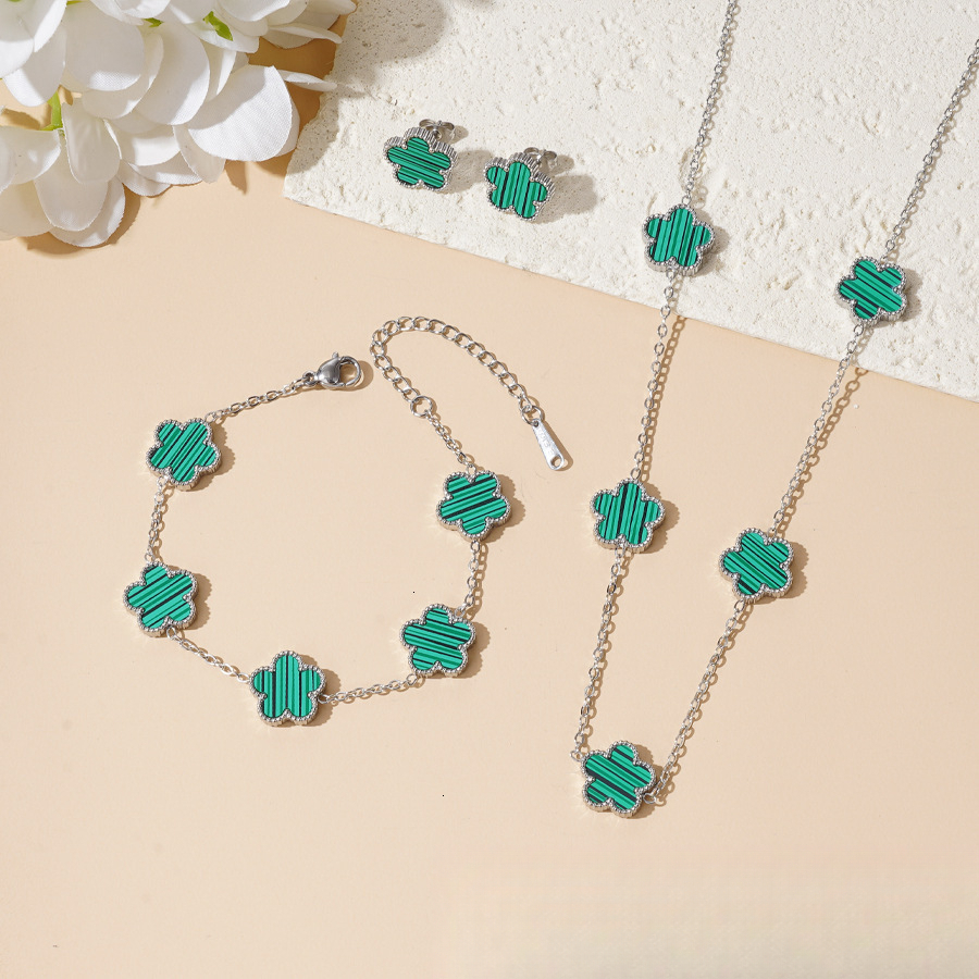 Free Luxury Shipping Of Designer Bracelets Clover Bracelet Fashion Jewelry Five-leaf Flower Three-piece Set Necklace Bracelet Earrings Stainless Steel