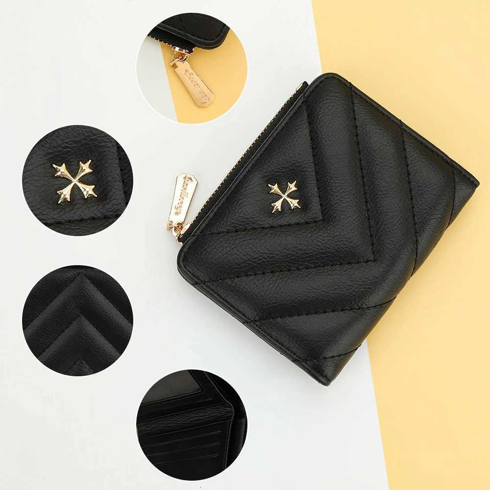 Short Wallet for Women Baellerry Minimalist Korean Card Case with Zipper Stitching Detail Multi Slot RFID Blocking Small PurseW251120