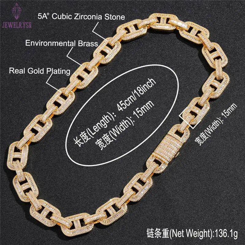 Men Women Fashion Jewelry 15mm 16-24inch Gold Plated Bling CZ Coffee Bean Cuban Chain Necklace Bracelet Hip Hop Trendy