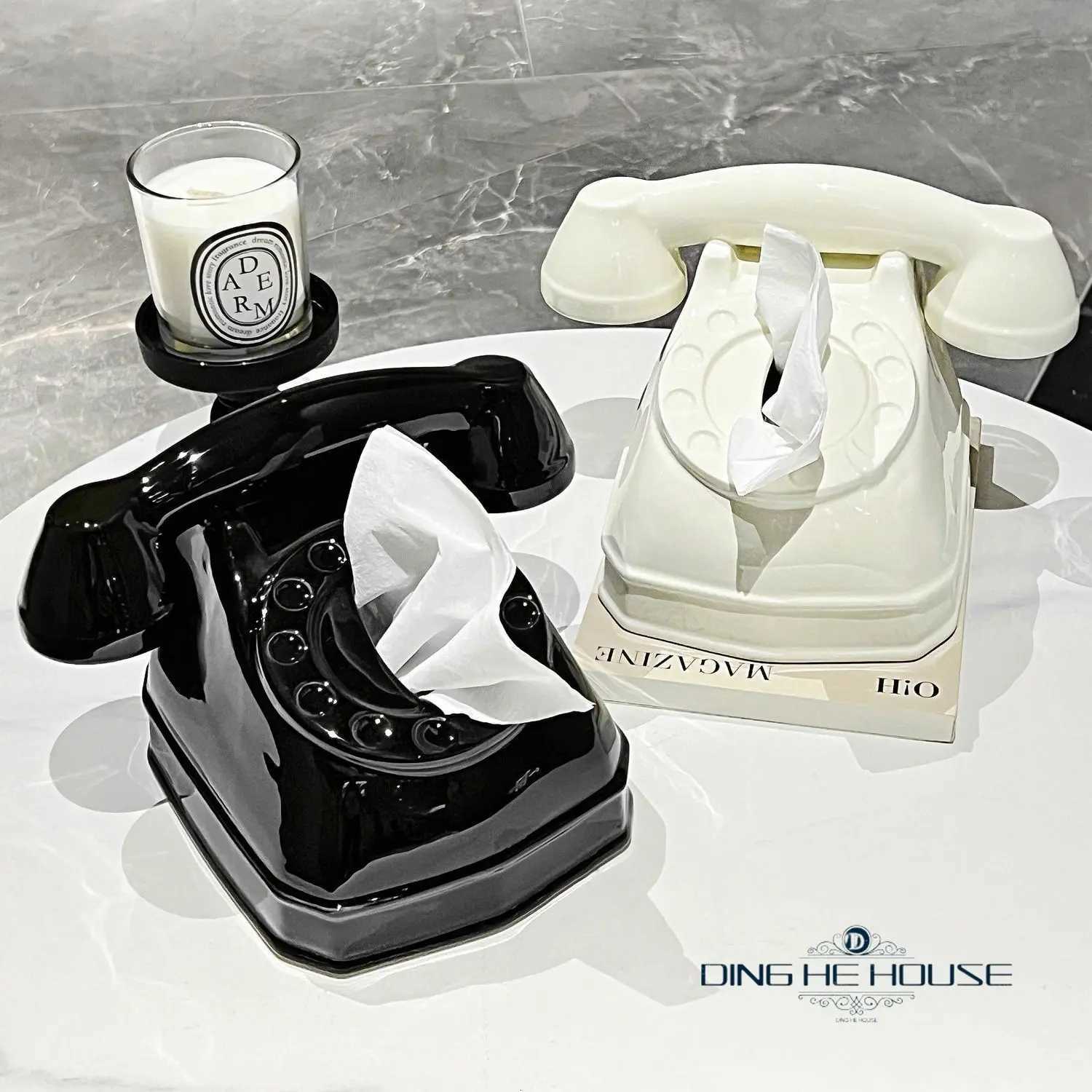 Creative Personty Retro Telephone Tissue Box Household Living Room Bedroom Table Decorative Style Storage Box C251120