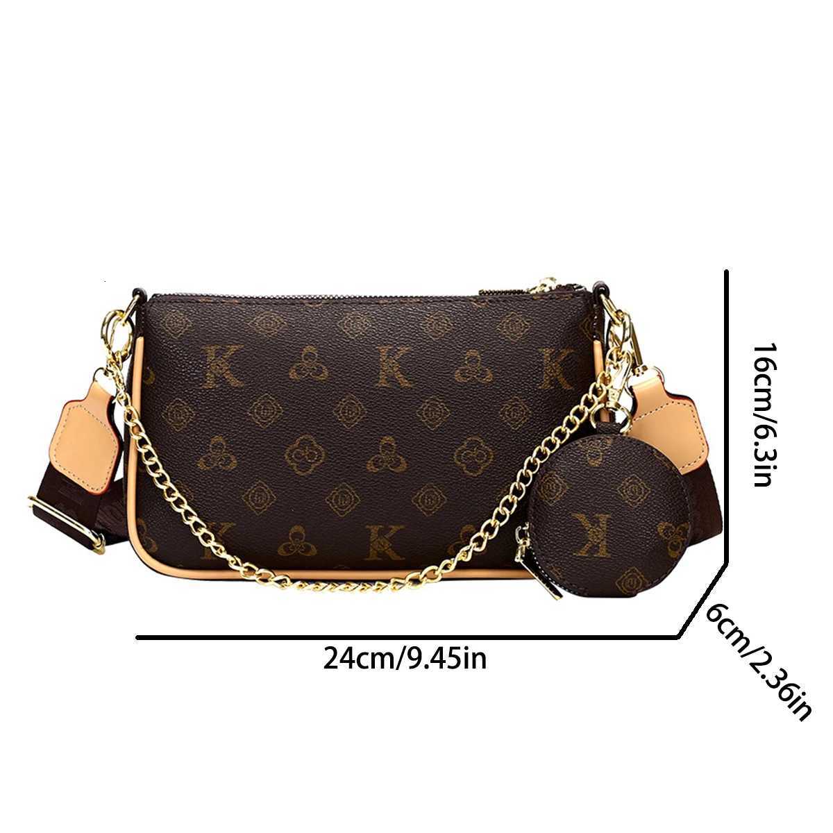 Wen Fi Floral Letter Print Shoder Bag Chain Large Capacity Zipper Adjustable Strap Mini Pouch Attachment Daily Cmute Y251120