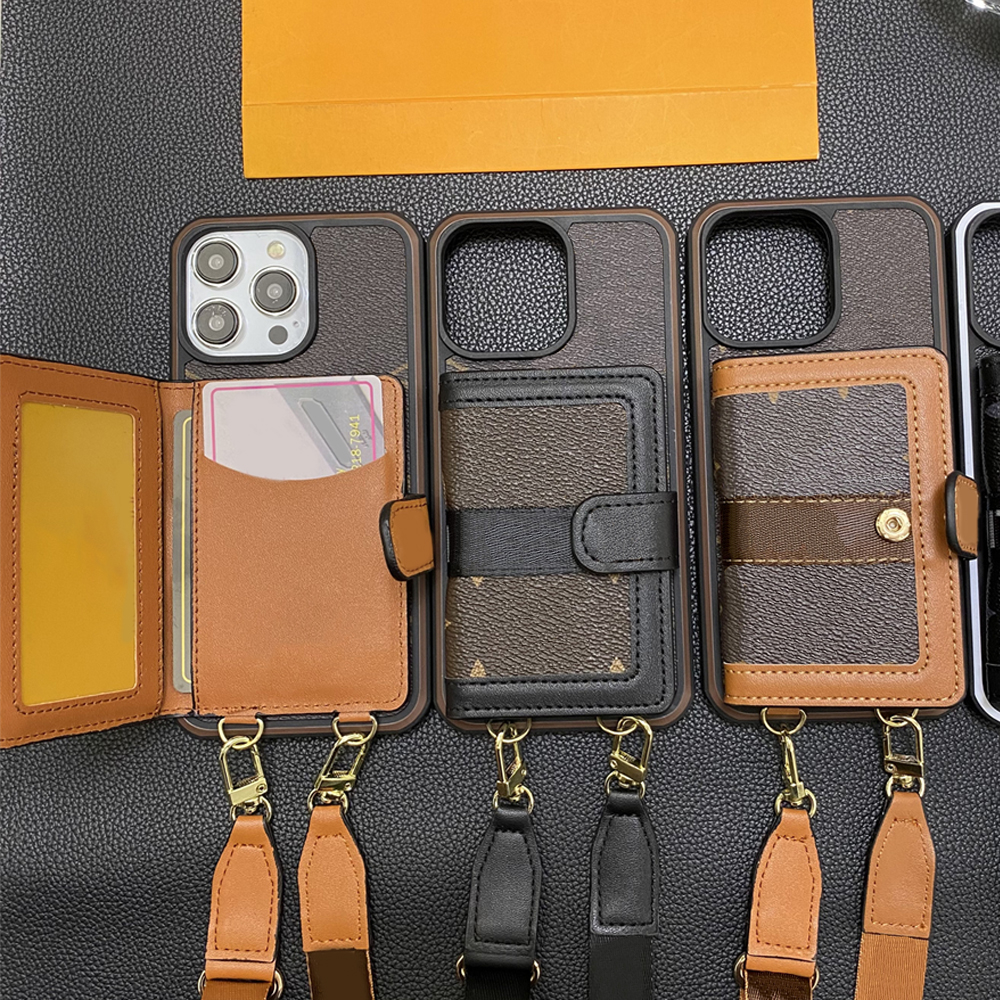 Luxury Leather iPhone Case | For 16 Pro Max/15/14 Plus/13/12 Pro/XR | Crossbody Lanyard & Card Holder | Ultra Slim Shockproof Cover | Designer Style for Women & Men