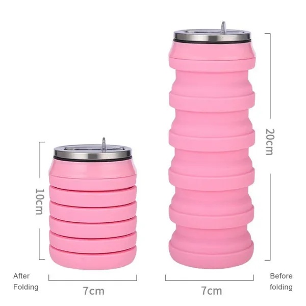 480ml Foldable Silicone Cup Creative Protable Travel Cycling Running Water Bottle Folding Outdoor Sports Kettle Drinkware Z260202