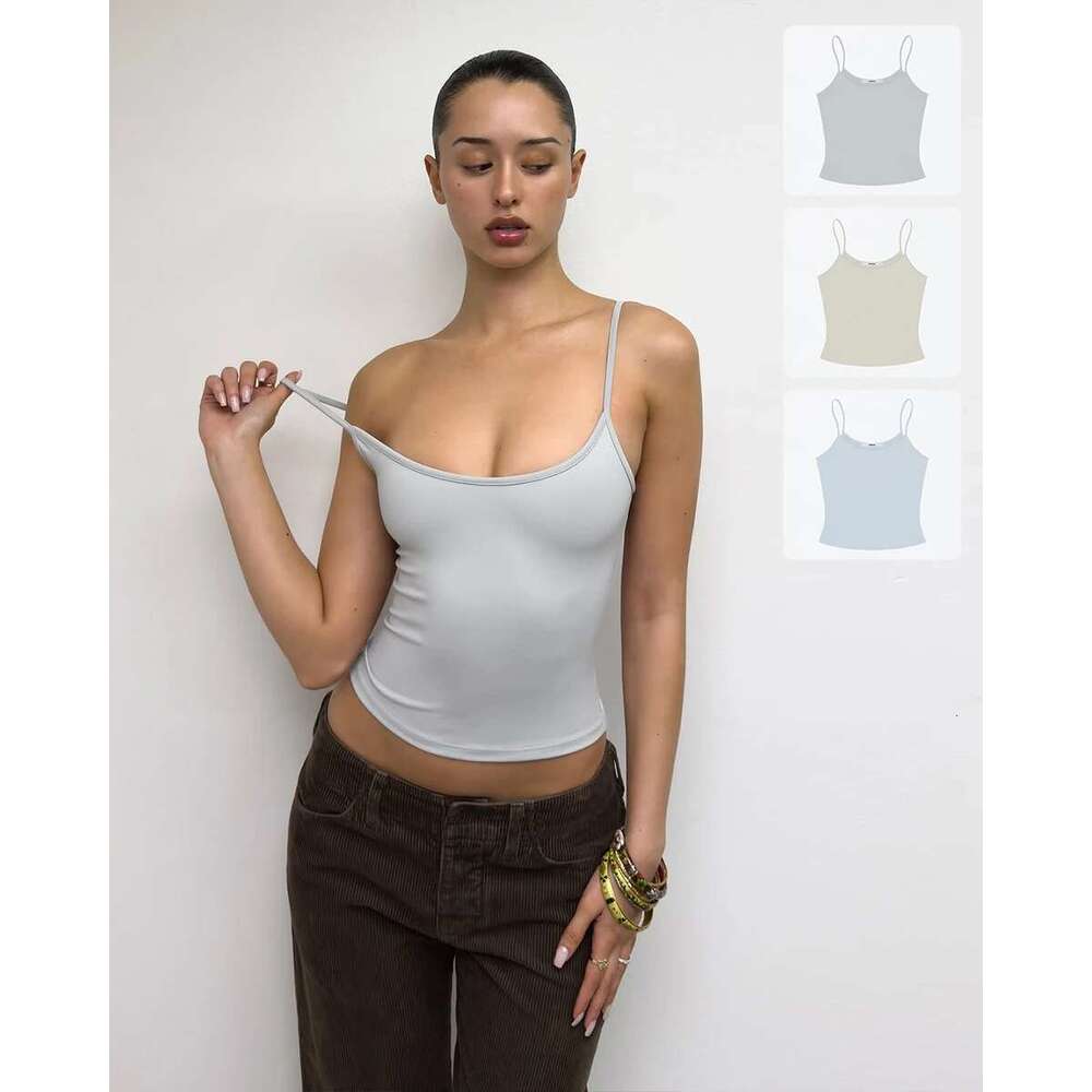 Tank Baby Blue Sgback Babydoll Soybean Fog-Gray New Color Fixed-Dyeing Tight-Fitting Base Shirt Slim-Fit Top