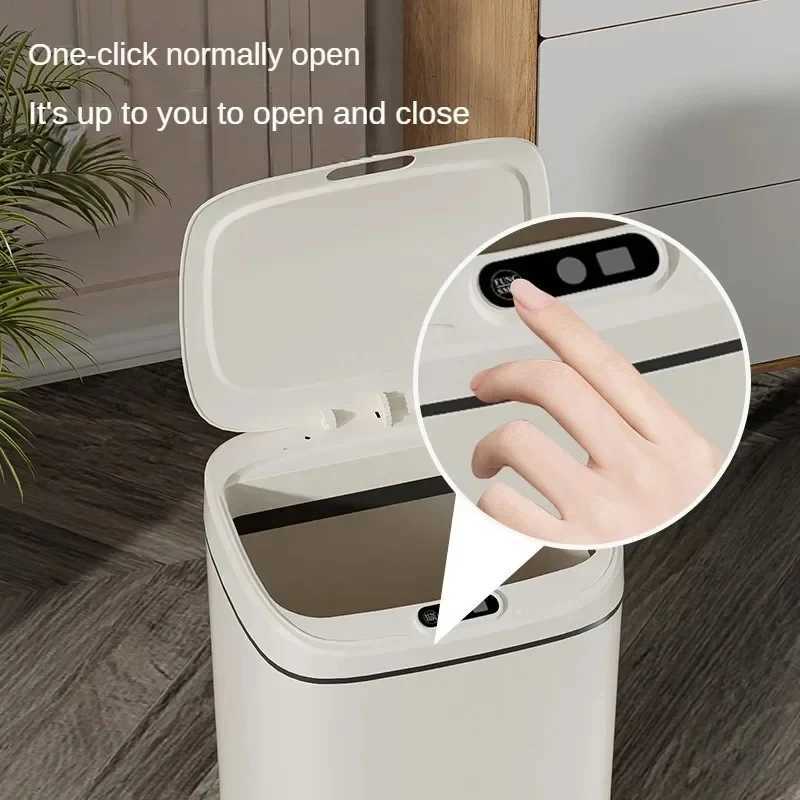 16L Smart Sensor Trash Can Waterproof Garbage Storage Box with Lid Three-sensor Mode USB Bathroom Kitchen Bedroom Wastebasket C251120