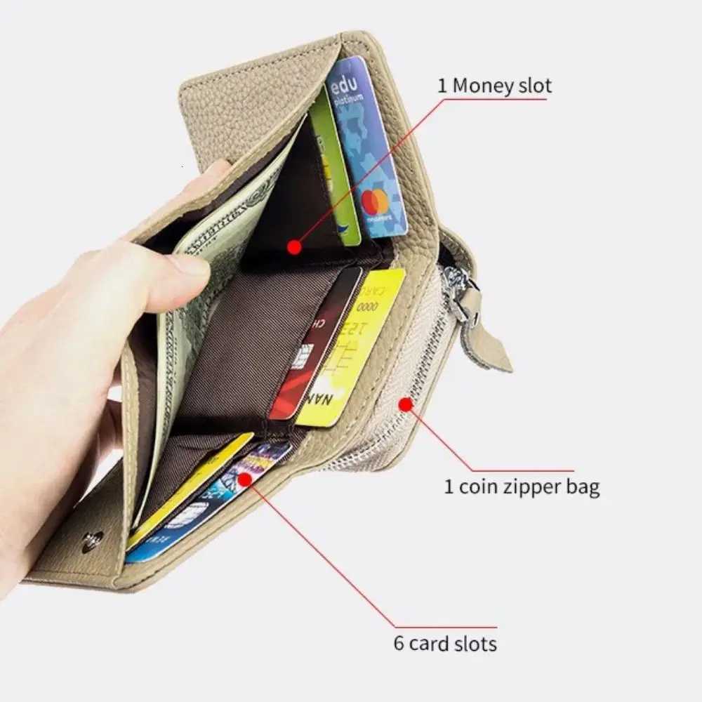 Creative Mini Women Short Wallet Large Capacity Genuine Leather Card Money Bag with Zipper Small Coin Wallet Women PurseW251120