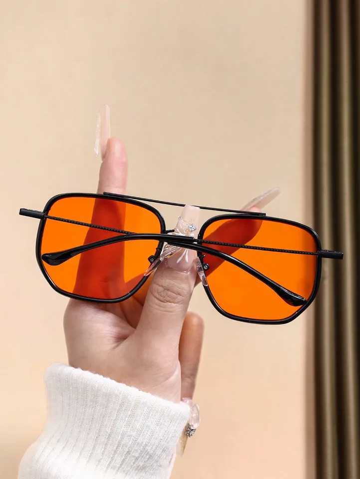 Fashion Orange Pilot Metal Frame Women Sunglasses For Men Daily Life Shades Eyewear Accessories