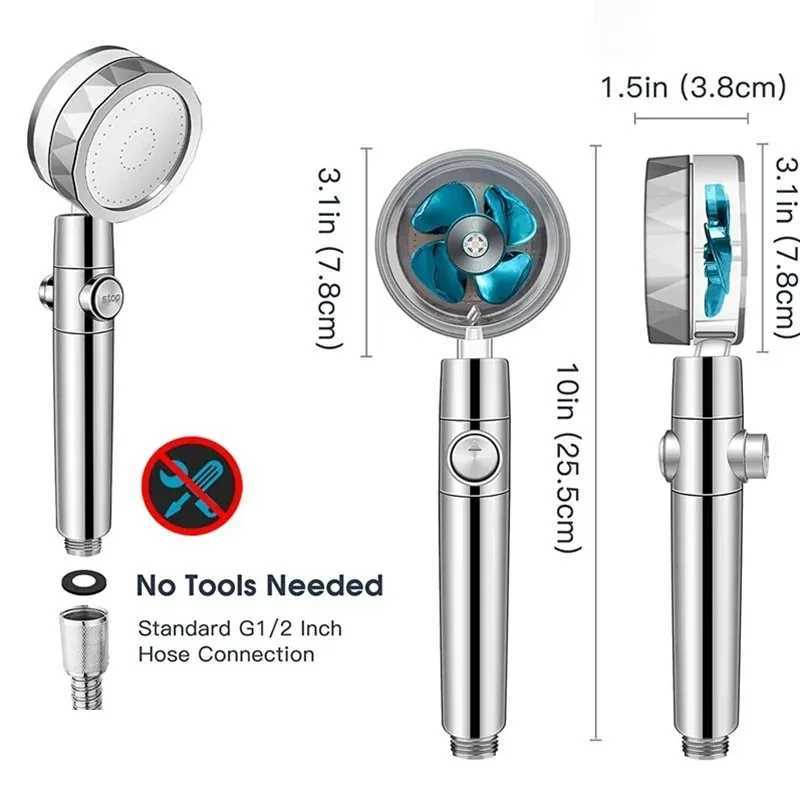High Pressure Water Saving Spray Adjustable Showerhead 360 Degrees Rotation Turbo Fan Shower Head Filters Bathroom AccessoriesM251120