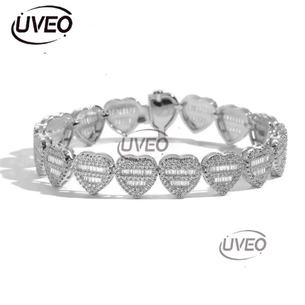 Women Heart-shaped Necklace Fine Jewelry Fashion Sier Iced Out Dia Vvs Moissanite Hip Hop Cuban Chain