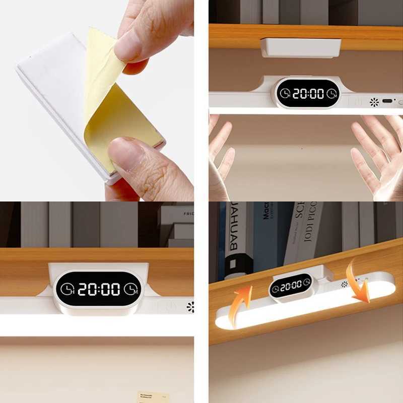 Desk Lamp Hanging Magnetic Clock Table Lamp LED USB Rechargeable Stepless Dimming Cabinet Closet Wardrobe Night Light M251120