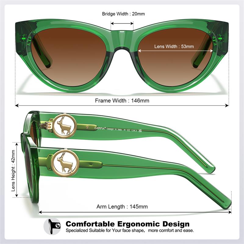 CARFIA Trendy Women's CatEye Sunglasses - Bold Style with Designer Finish, Polarized UV400 Protection with box
