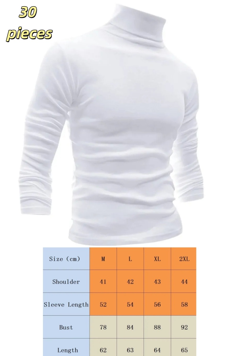 Snowasis Men's T Shirts Cotton Spandex Material LARGE Elastic Turtleneck Pullover sweater Slim Fit Long Sleeve Knitted Casual Sweatshirts For Aut