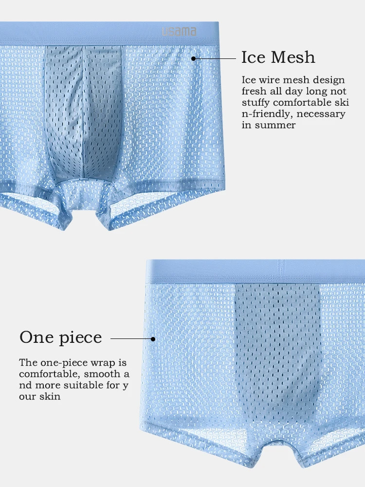 4 pieces of mens boxing shorts ice silk underwear plus size cool breathable sexy ultrathin mesh wholesale batch 250417