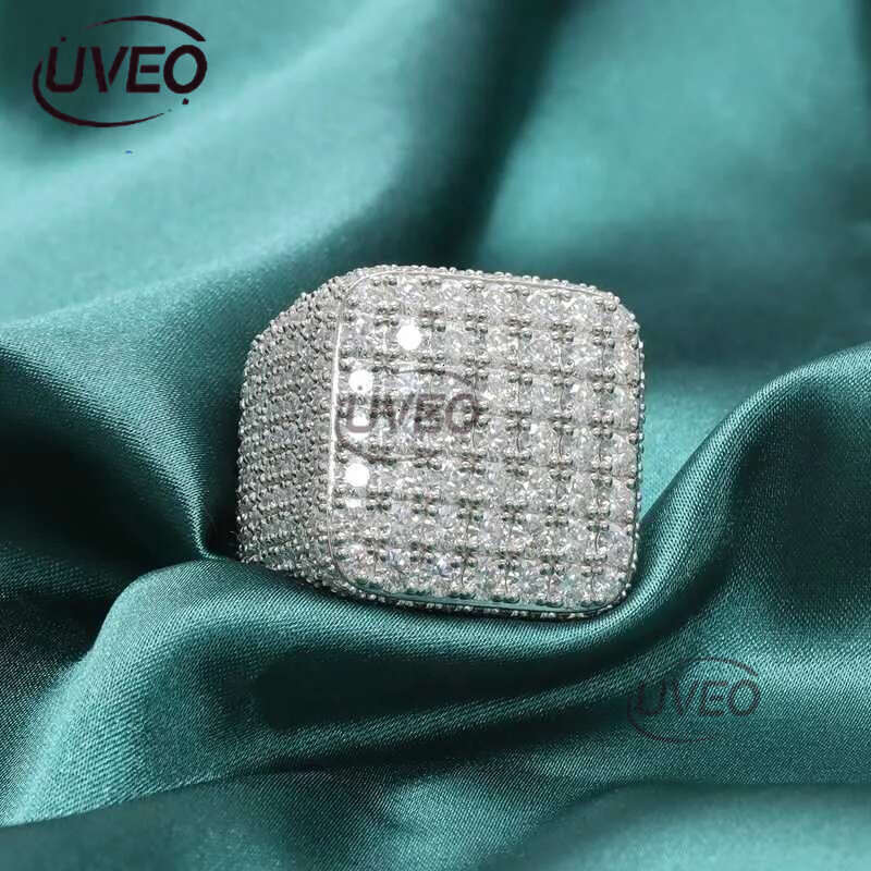 Custom Fine Hip Hop Iced Out Vvs Moissanite Ring Sterg Sier Full Men Hiphop Lab Free delivery
