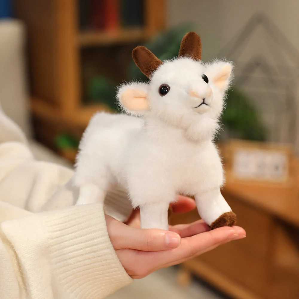 8 Inch Black Goat Plush Keychain Toys Realistic Stuffed White Goat Key Ring Holder Soft Dolls Functional Gifts For Friend C251202