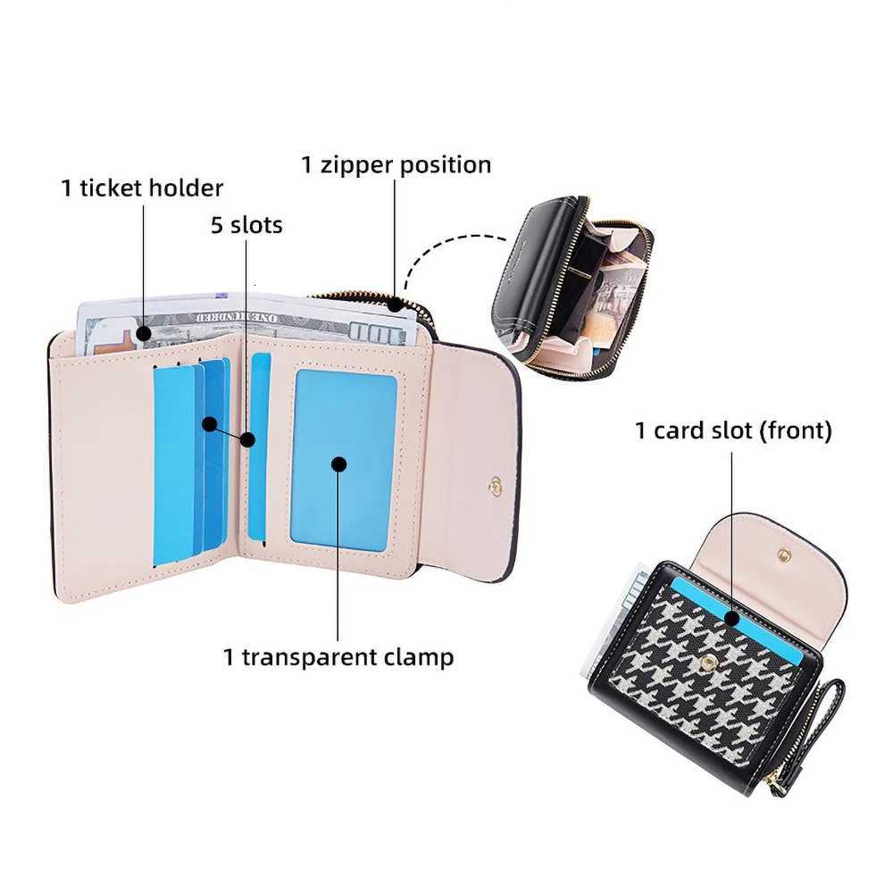 Baellerry Womens Short Wallet Coin Purse Checkered Pattern Pu Leather Slim Zip Pocket with Card Slots RFID Blocking Gift IdeaW251120