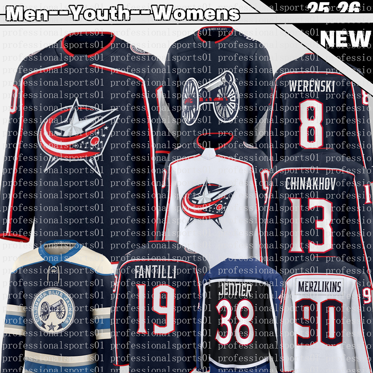 #38 Boone Jenner Columbus Hockey Jerseys blue jacket Jersey #23 Sean Monahan Adam Fantilli Kirill Marchenko Johnny Gaudreau Merzlikins Wood jerseys