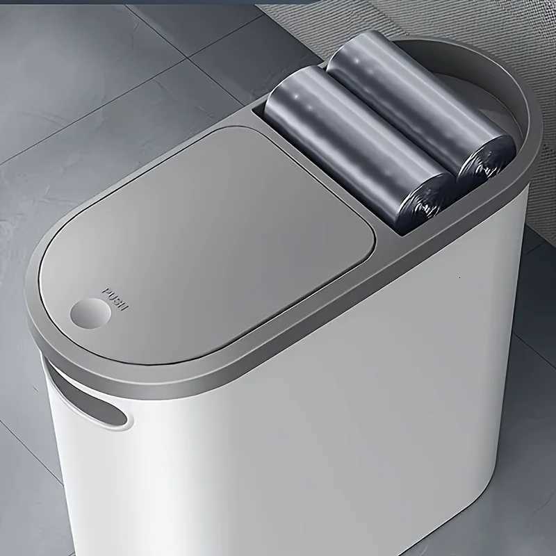 Large-capacity bathroom trash can family creative narrow-space trash can bathroom covered foot-operated trash can C251120