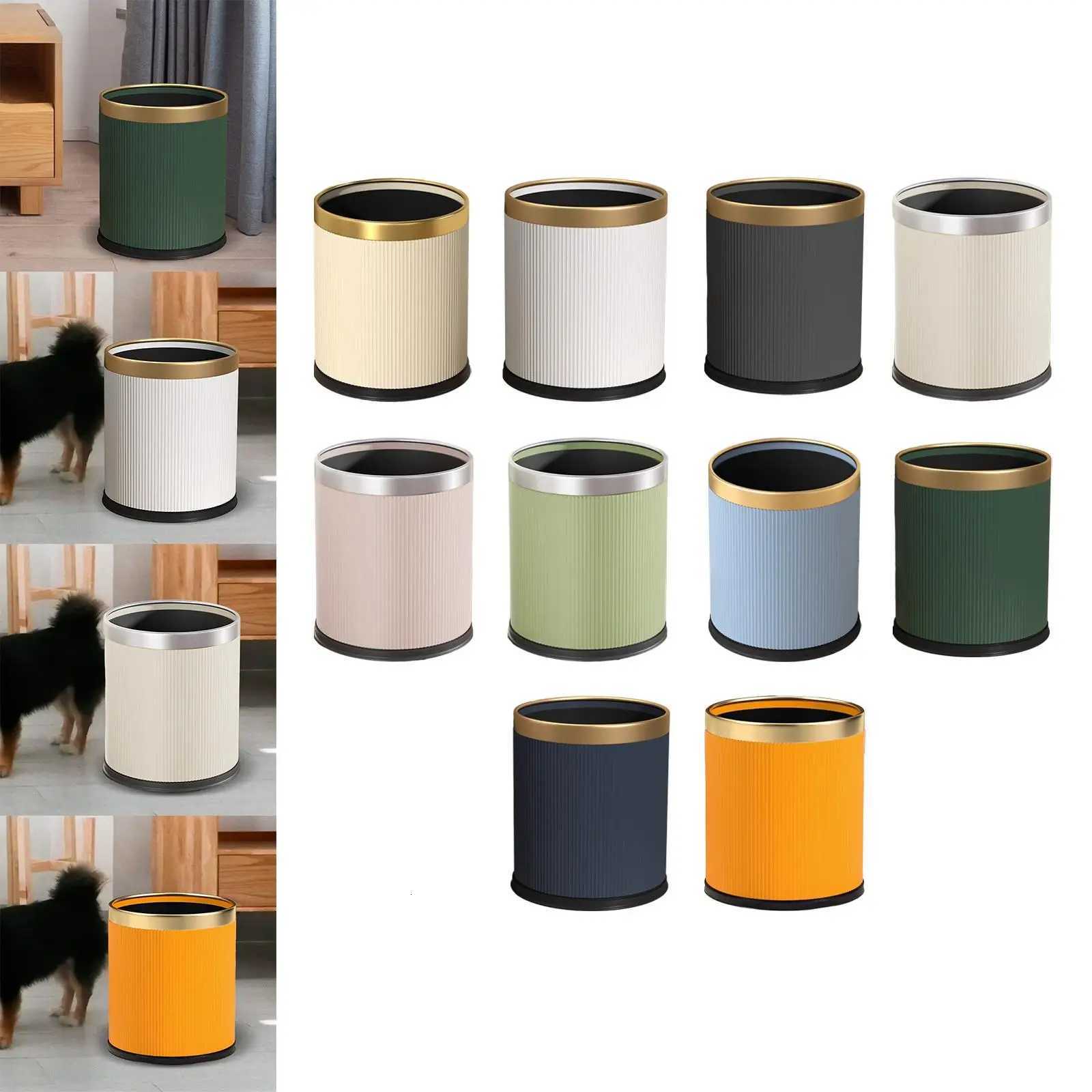 Open Top Trash Can Modern Dustbin Simple Rustic Waste Basket Lightweight Garbage Can for Study Room Bathroom Dorm Restroom Hotel C251120