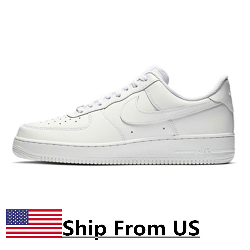 Shipping From US Nike Air Force 1 Skate Shoes For Men Woman Black White Classics Af 1 Genuine Leather Comfortable Non-Slip Outdoor Casual Sports Running Sneakers