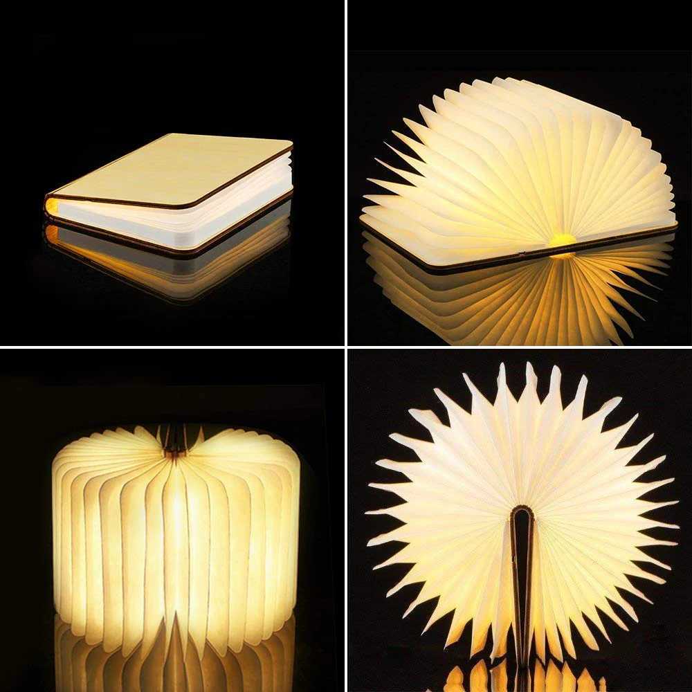 LED Foldable Book Light Wooden Luminous Book for Children KidsBirthday Holiday Christmas Gift Rechargeable Night Lamp M251120