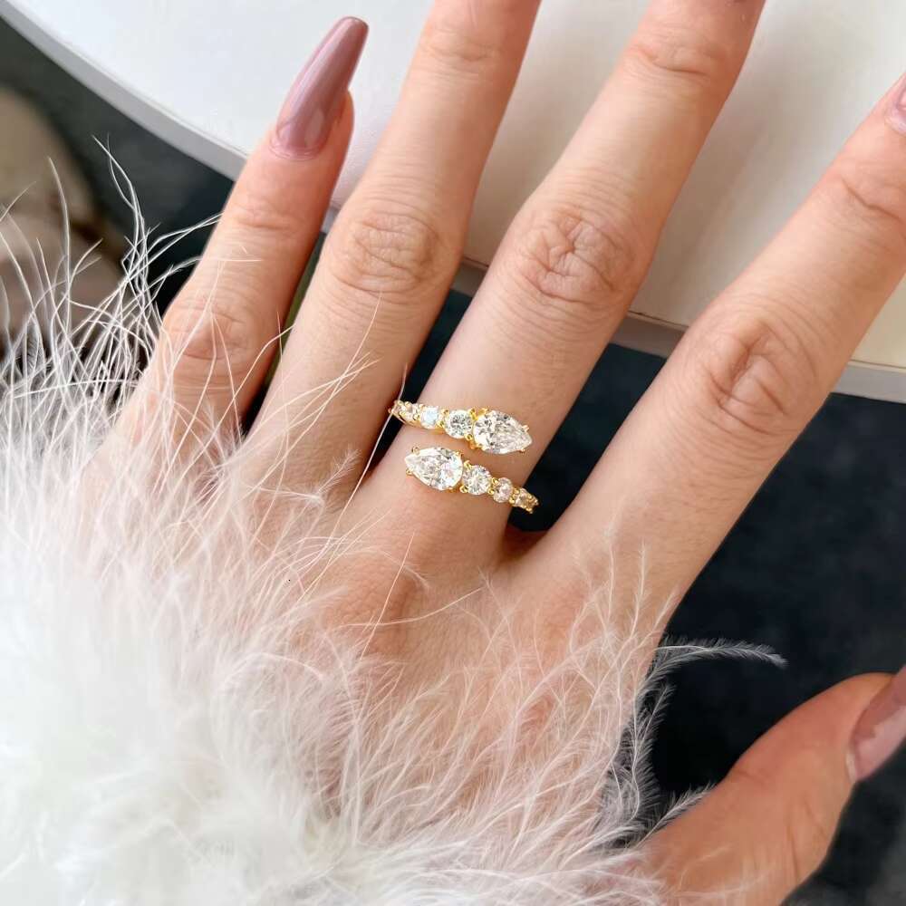 DHCollections Fashion Adjustable Open Ring with Crystal Accents Snake Design Silver Tone Band Jewellery for Women Size 5-9
