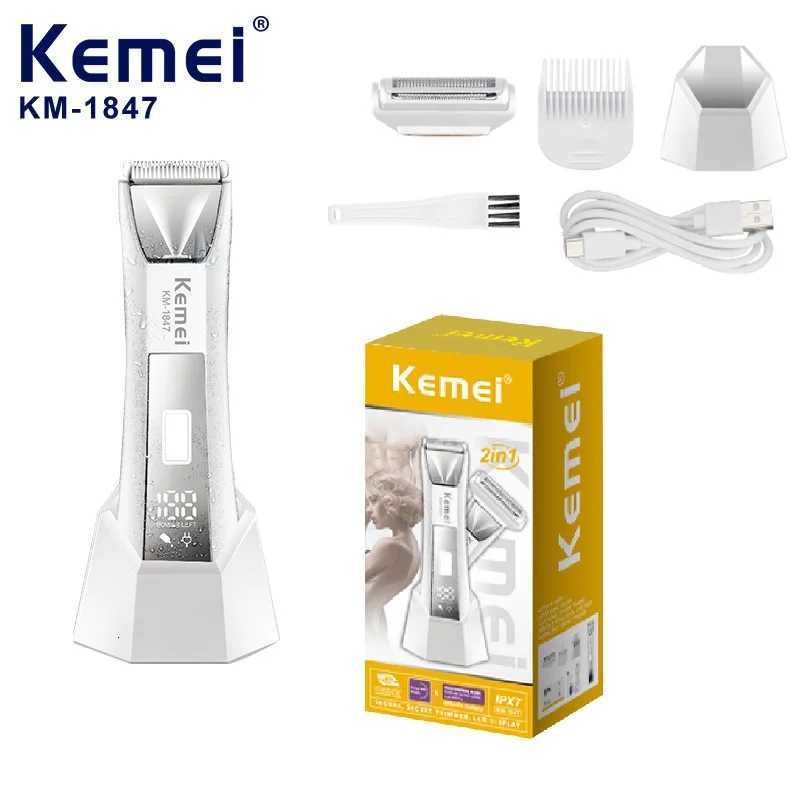 KEMEI Professional Hair Trimmers Clippers Usb Rechargeable Cordless Electric Groin Hair Trimmer KM-1847T251120