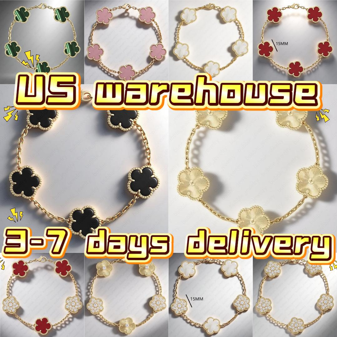 US fast delivery clover bracelet jewelry woman designer luxury bracelet local warehouse flower bracelet lucky bangle clover charm gold bracelet designer jewelry