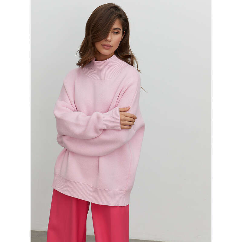 hoodie Half Knitted Autumn Winter Fashion Trend Versatile Loose And Warm Half High Neck Sweater jacket