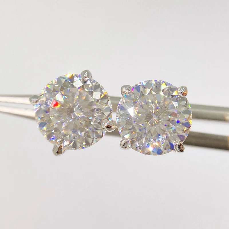 Hip Hop Real D Color Moissanite Stud Earrings For Women BirdNest Cut Sterg Sier Sparkg Earring Birthday Gift Jewelry