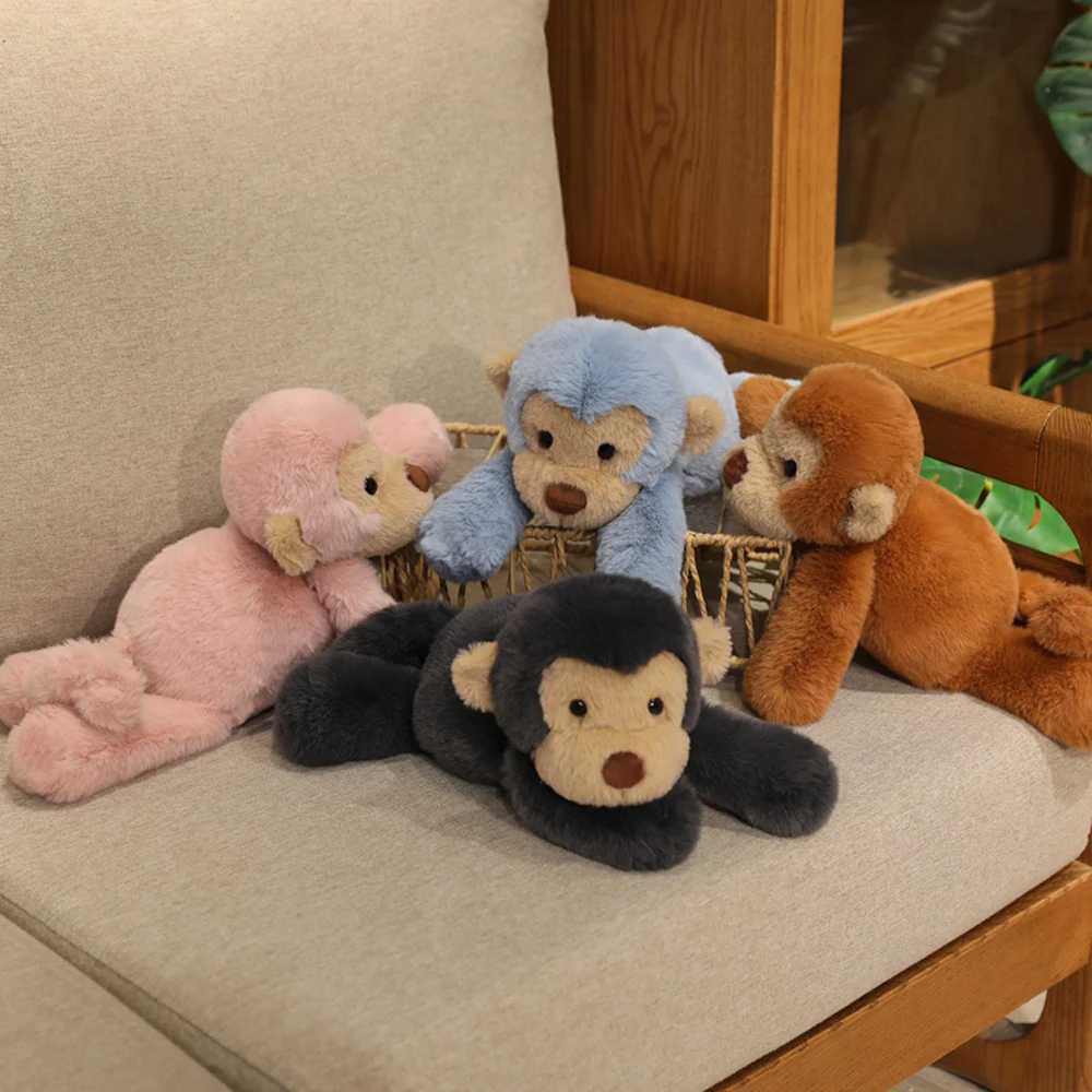 Kaii Fluffy Brown Monkey Plush Toys Naugh Stuffed Forest Grey Monkey Soft Dolls With Small Black E Birthday Gifts C251202