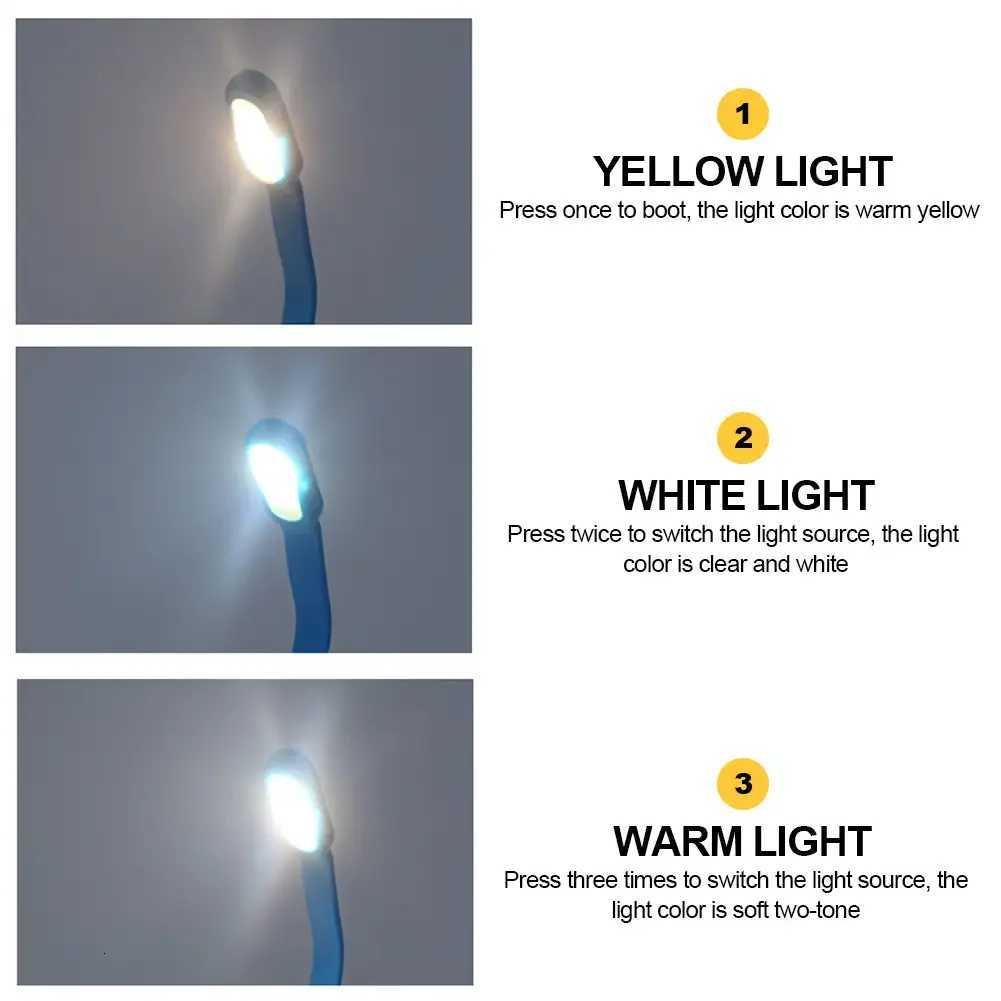 Mini LED Book Night 3 Brightness Adjustable USB Rechargeable Clip-On Study Reading Lamp for Travel Bedroom Dormitory Reading M251120