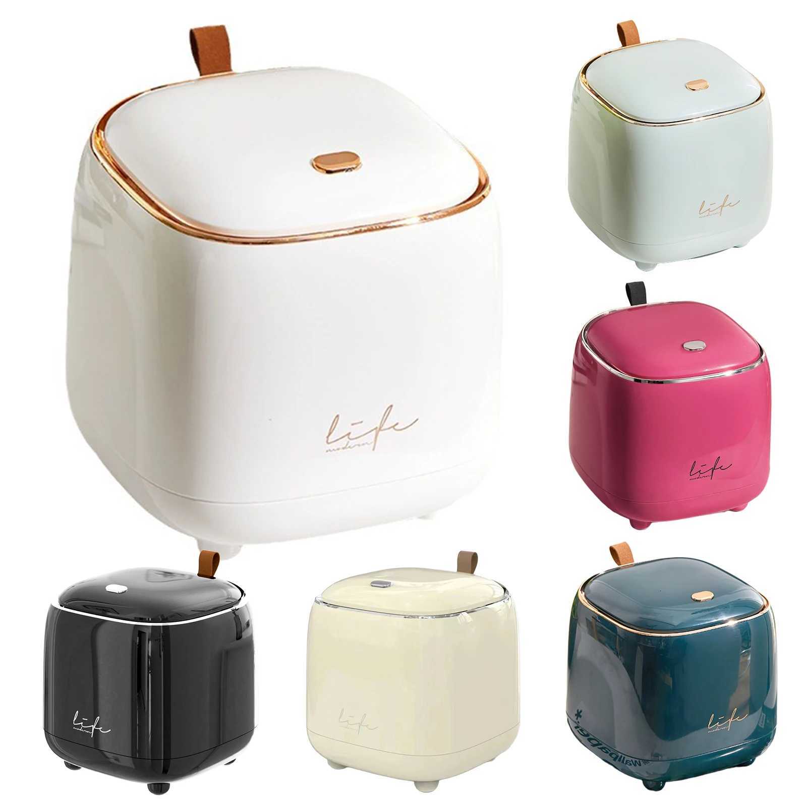 Light luxury press desktop trash can flip small desktop trash can suitable for office home car C251120