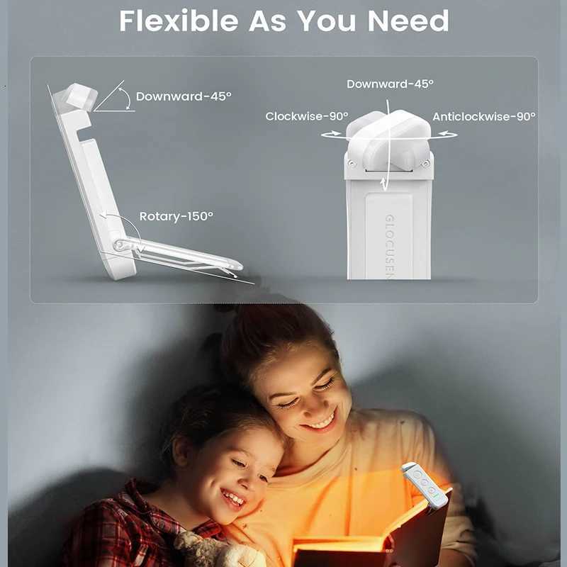 USB Rechargeable Book Light for Reading in Bed Portable Clip-on LED Reading Light Clip Desk Light Bookmark Read Light Night Lamp M251120