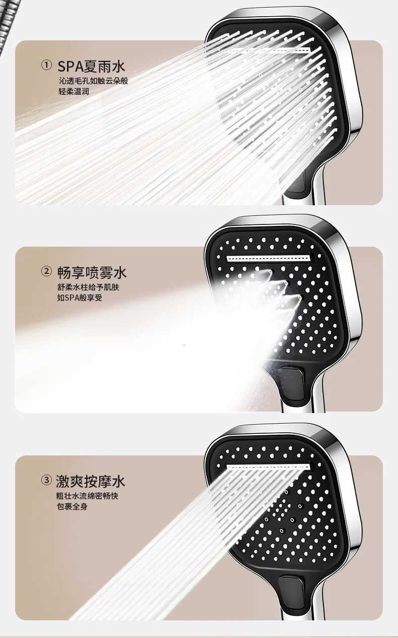 New 12CM Big Panel High Pressure Shower Head Turbo Replete for Shower 3 Molds Knobs Saving Shower Head Bathroom AccessoriesM251120