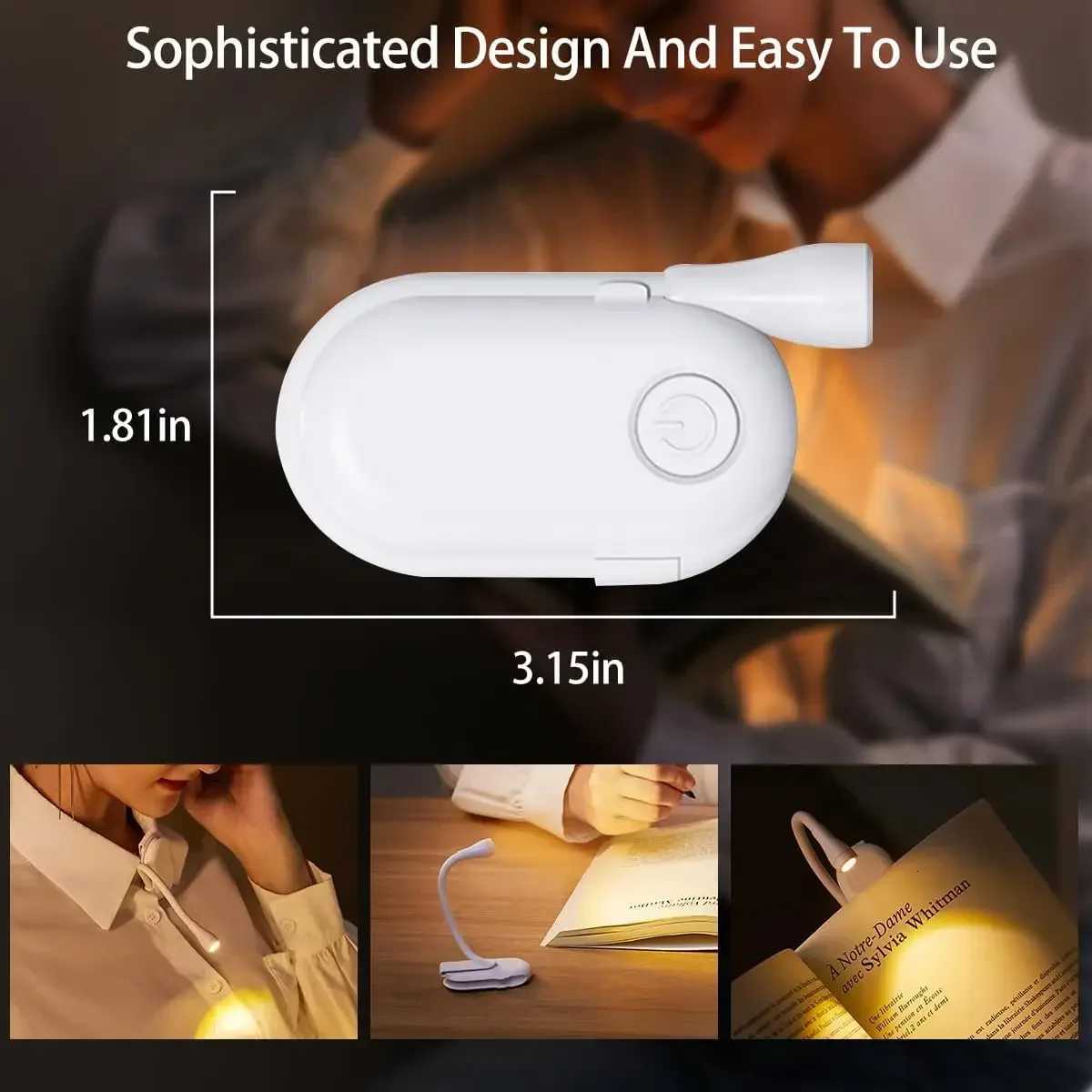 USB Rechargeable Mini Reading Book Lamp LED Dimmable Bedroom Eye Protection 360 Flip Book Lamp Portable Stand Clip Night Light M251120